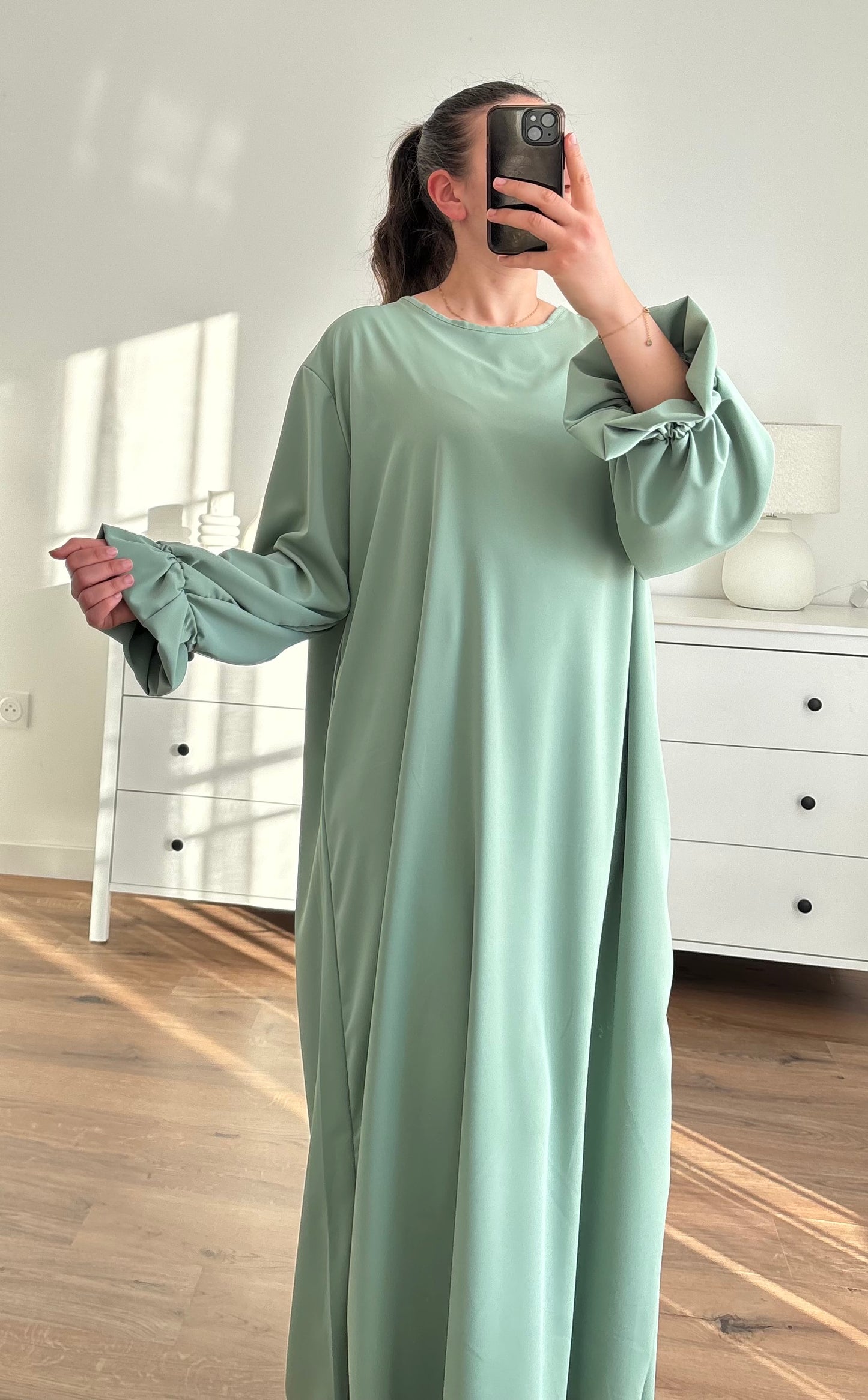 Abaya Nissa vert d’eau
