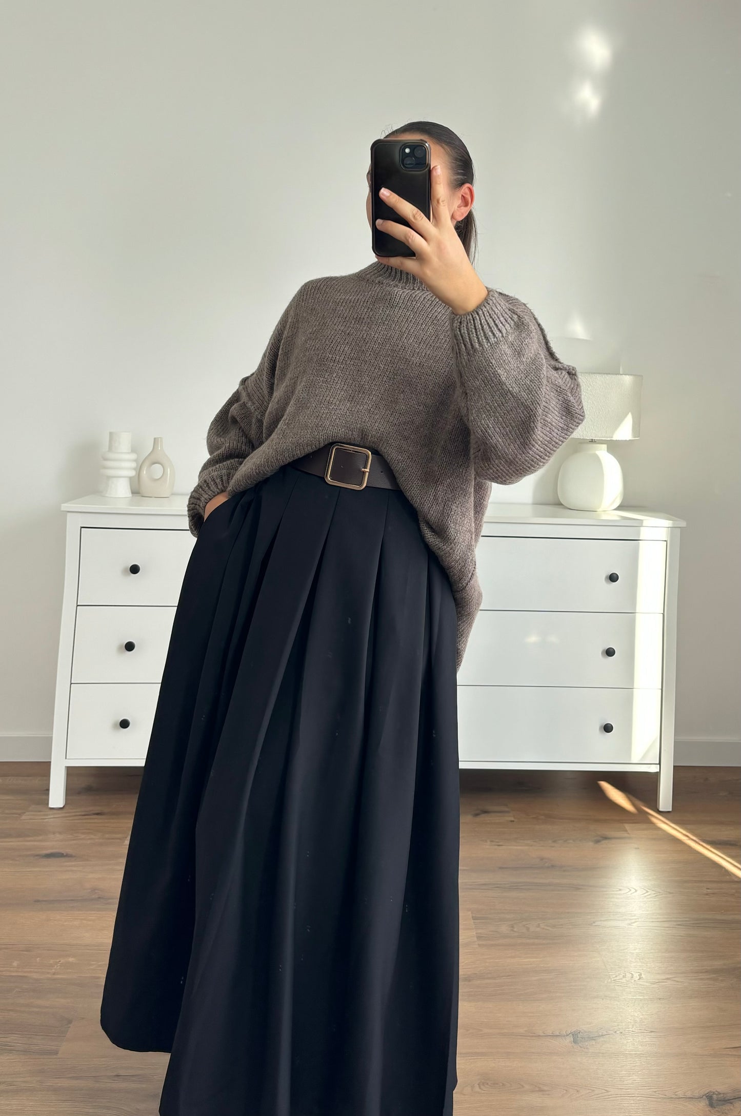 Pull oversize marron taupe