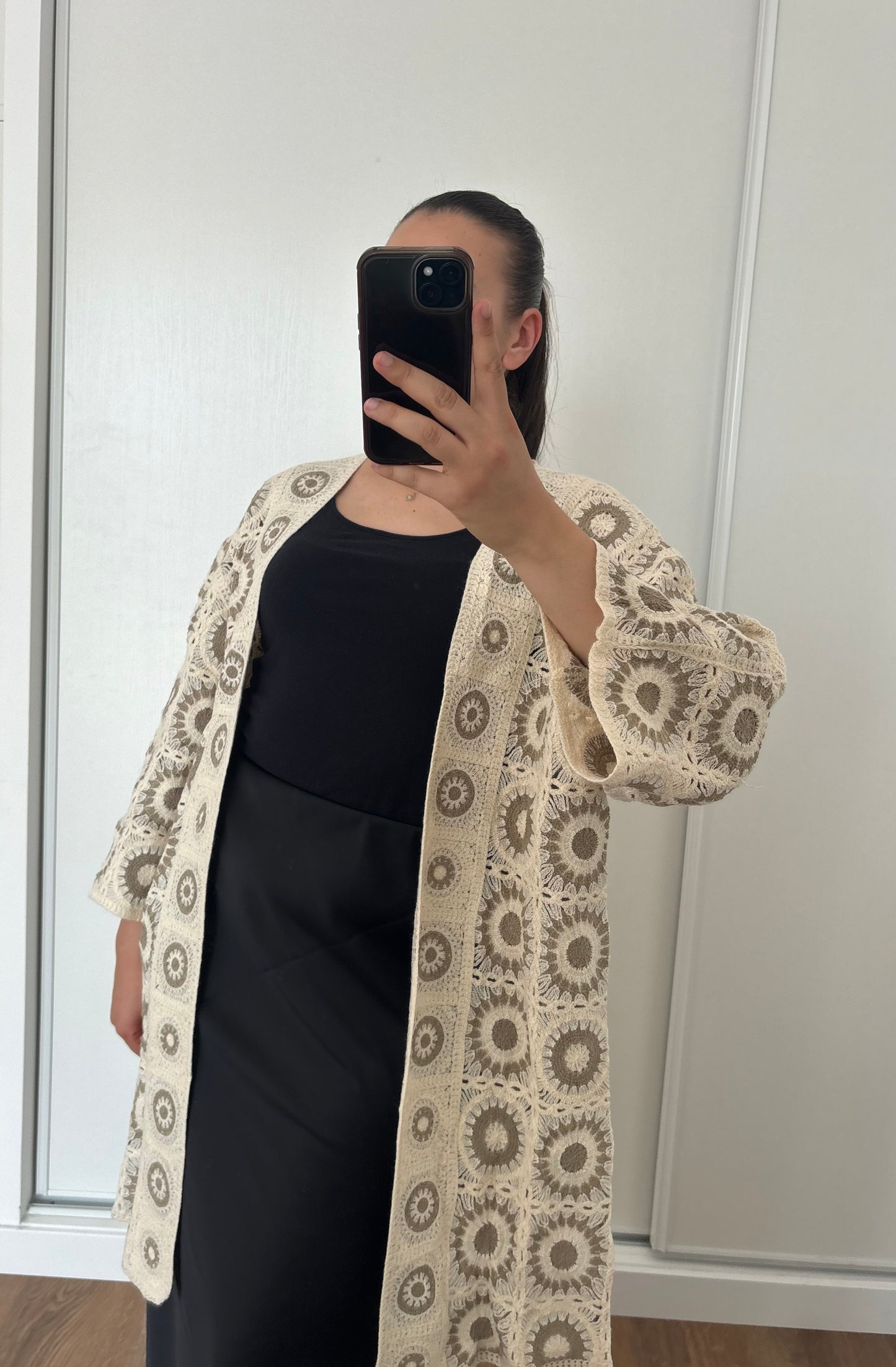 Gilet crochet beige
