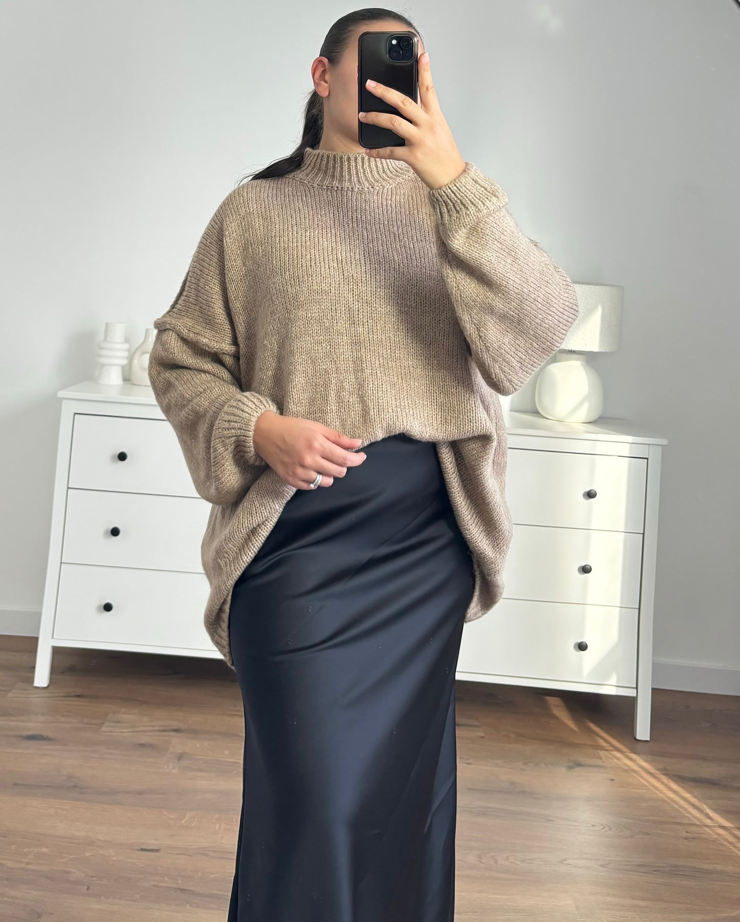 Pull oversize marron