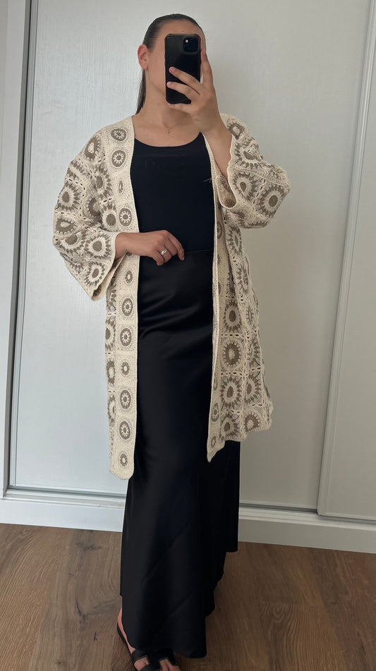 Gilet crochet beige