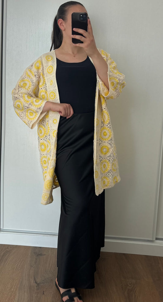 Gilet crochet jaune