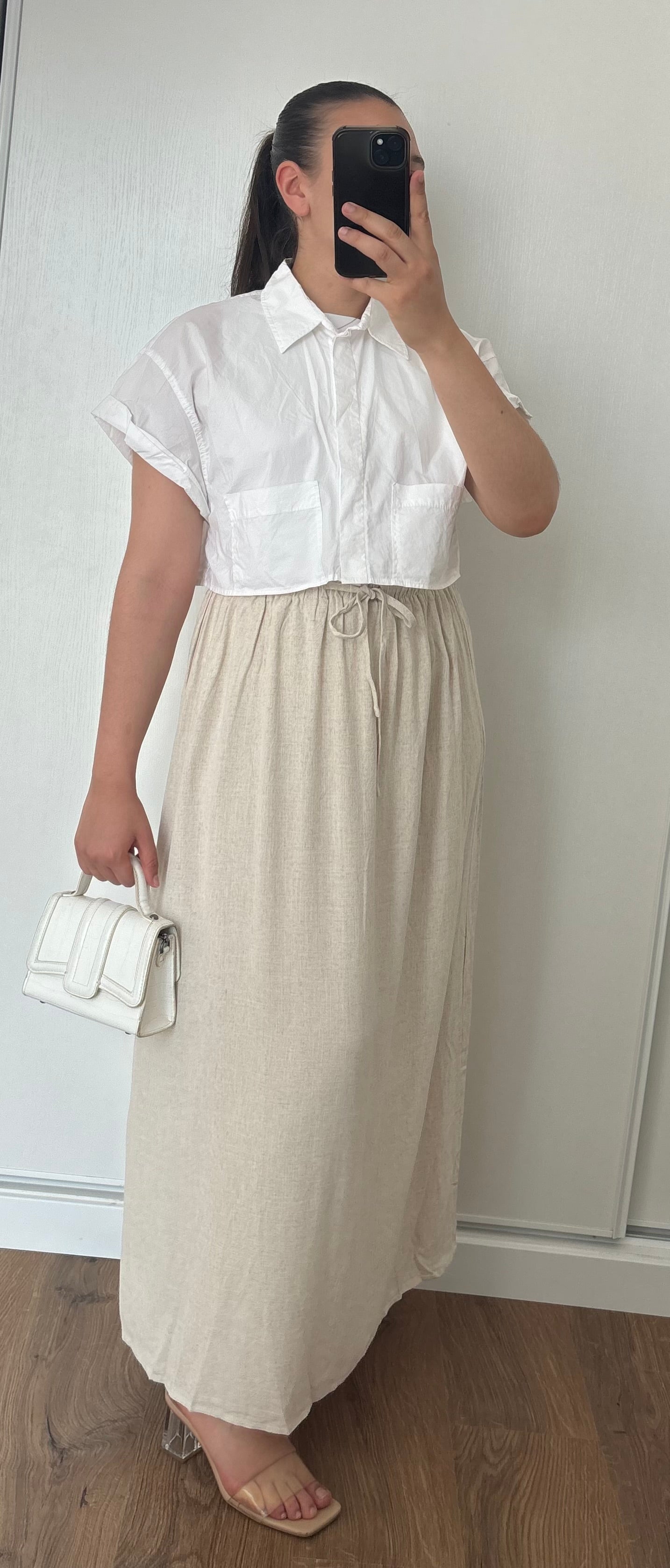 Jupe lin beige
